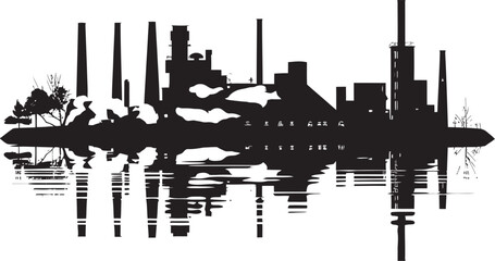 Obraz premium Contaminated Currents River Pollution Icon Murky Mist Vector Emblematic Design