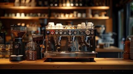 Fototapeta na wymiar Coffee Craft, symphony of espresso machines, gentle murmurs, and the occasional clink of ceramic.