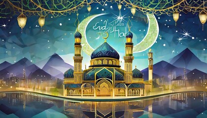 Eid Al Adha mubarak background design - obrazy, fototapety, plakaty