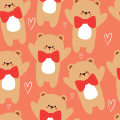 seamless pattern cartoon bears. cute animal wallpaper illustration for gift wrap paper