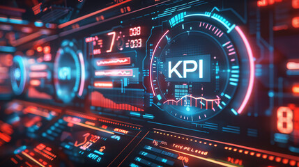 Obraz premium Vibrant red button on close-up digital screen contemporary technology concept