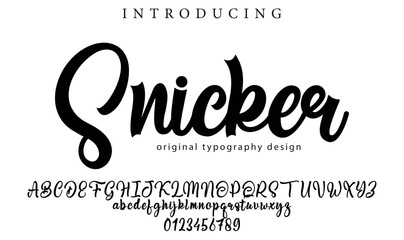 Snicker Font Stylish brush painted an uppercase vector letters, alphabet, typeface