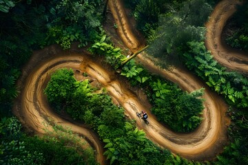 Exhilarating Mountain Bike Trails Winding Through Rugged Forested Landscapes Offering Adrenaline-Pumping Rides - obrazy, fototapety, plakaty