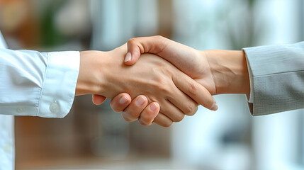 Professional Business Handshake in Office Environment

