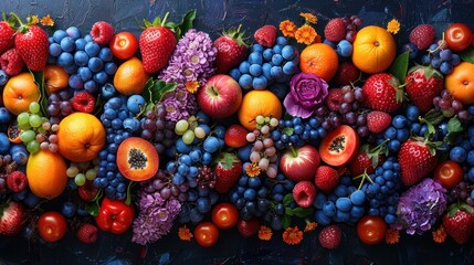 Naklejka na ściany i meble Assorted Berries and Fruits