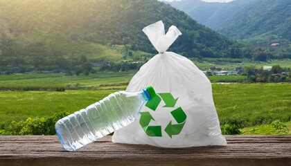 recycle plastic bag and plastic bottle - obrazy, fototapety, plakaty