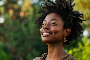 Naklejka premium Portrait Photo of a Beautiful Black Woman, Generative AI