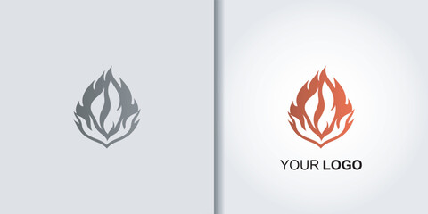 red fire logo set