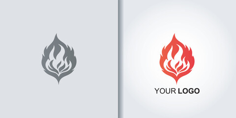 red fire logo set