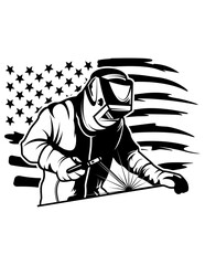 US Welder | American Welder | Metal Repair | Metal Welding | Metal Worker | Skilled Worker | Iron Fitter | Original Illustration | Vector and Clipart | Cutfifle and Stencil
