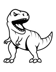 Cute Baby Dinosaur | Angry Litle Dino | Baby Animal | Wildlife | Pre-Historic Creature | T-REX | Ancient Animal | Tyrannosaurus | Original Illustration | Vector and Clipart | Cutfile and Stencil