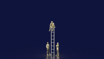 The Business man sit on stair  3d rendering