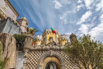 Arched Wall Topped by Battlements in Pena Palace, Sintra, Portugal