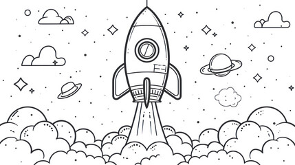 Easy Rocket Coloring Pages for Kids
