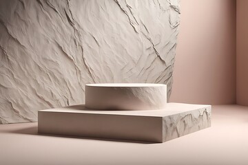 Stone podium for display product Background for cosmetic product branding 