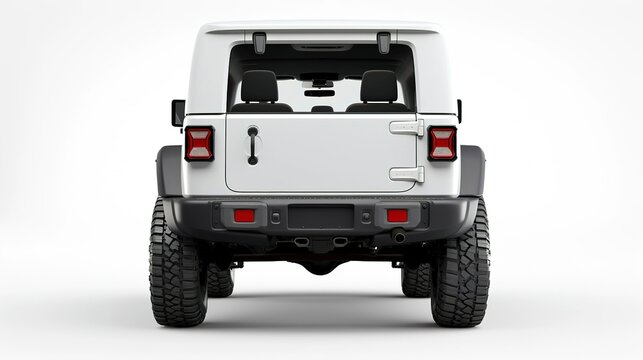 Jeepster back view mockup, Plain white,