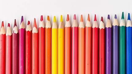 Close-Up of Various Colorful Pencils on White Background
