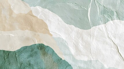 Abstract japandi design painting background art illustration - Mint green white beige texture,...