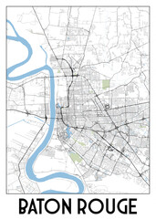 Poster map art of Baton Rouge, United States