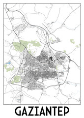 Fototapeta premium Poster map art of Gaziantep Turkey