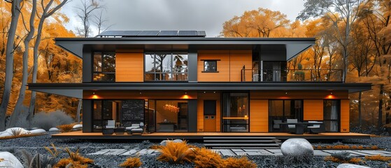 Modern Sustainable Living: Solar-Powered Minimalist Home. Concept Sustainable Living, Solar Power, Minimalist Home, Eco-Friendly Design, Modern Architecture