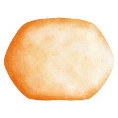 A watercolor painting of a round, orange-colored object.