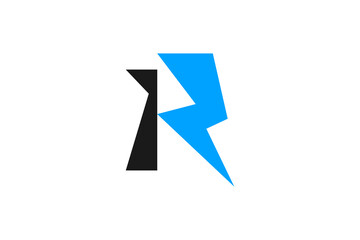 R initial voltage power electrical logo design icon symbol