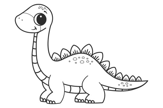Coloring page with a picture of a cute dinosaur. Coloring book for children and adults