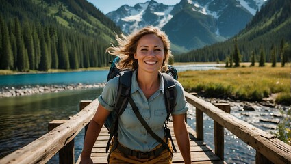 woman on a bridge
