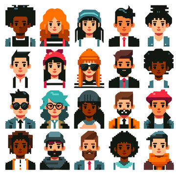 Pixel avatar set 