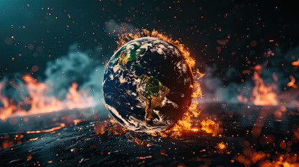 Earth with Climate change and global issues - obrazy, fototapety, plakaty