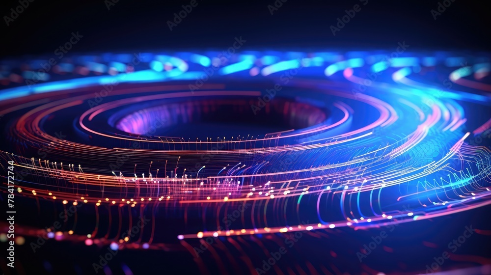 Poster music waves. big data concept. digital neural network. introduction of artificial intelligence. cybe