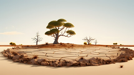 Arid dry land icon 3d