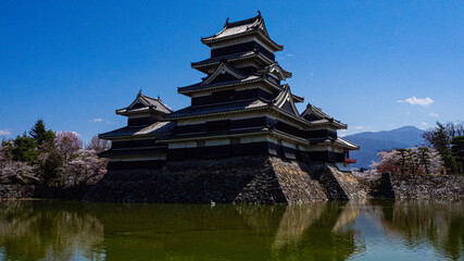 水面に映る国宝松本城