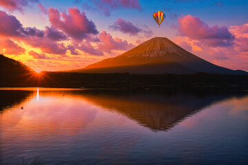 富士山の美しい日の出風景