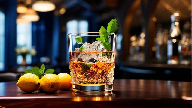 visually appealing cocktail garnished with fresh fruit