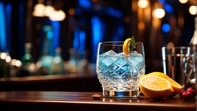 visually appealing cocktail garnished with fresh fruit