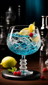 visually appealing cocktail garnished with fresh fruit