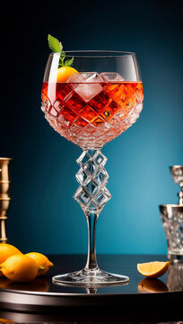 visually appealing cocktail garnished with fresh fruit