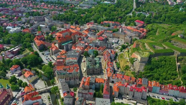 Old Town Market Square Twierdza Klodzko Rynek Aerial View Poland