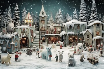 Christmas Scene: A Teddy Bear's Winter Wonderland