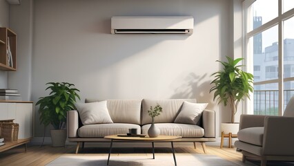 Wall hung air conditioner. ｜壁掛けのエアコン