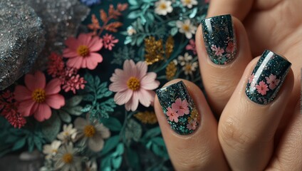 nail art theme flora