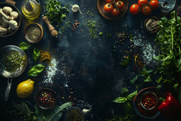 background with Various cooking ingredients