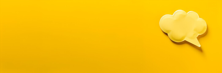Speech bubble web banner. Speech bubble isolated on yellow background with copy space.