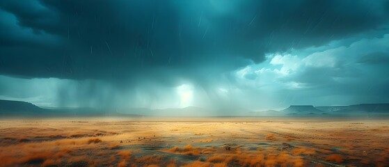 Resilience Amidst Desert's Melancholic Symphony. Concept Landscape Photography, Desert Vistas, Dramatic Sunsets, Natural Beauty - obrazy, fototapety, plakaty