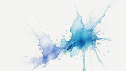 abstract splash blue liquid watercolor background illustration on white