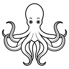 octopus cartoon coloring page vector illustration