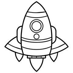 cartoon rocket vector illustration.  Line art kid's coloring page