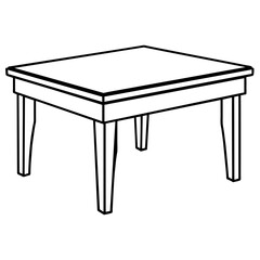 wooden table isolated on white. Line art kid's coloring page